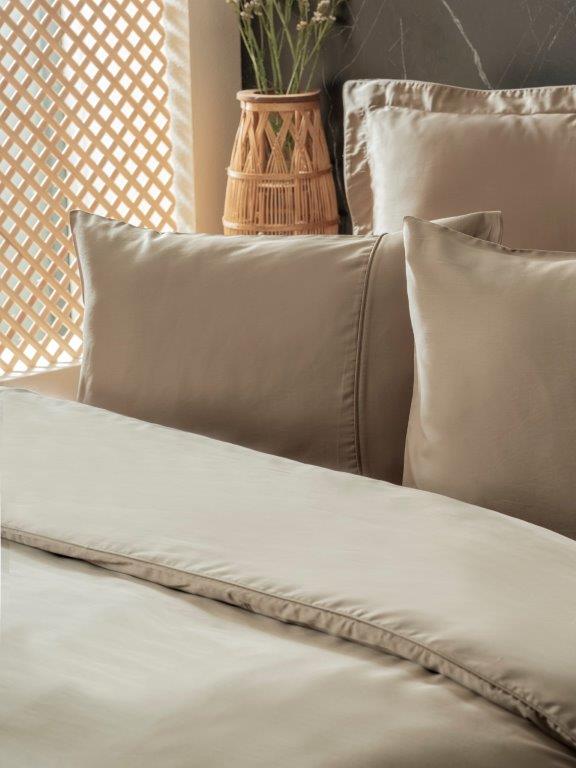 Silk Cotton DOUBLE Duvet Cover Set Beige 800TC