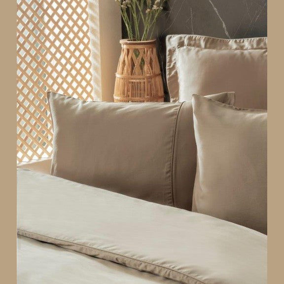 Silk Cotton DOUBLE Duvet Cover Set Beige 800TC