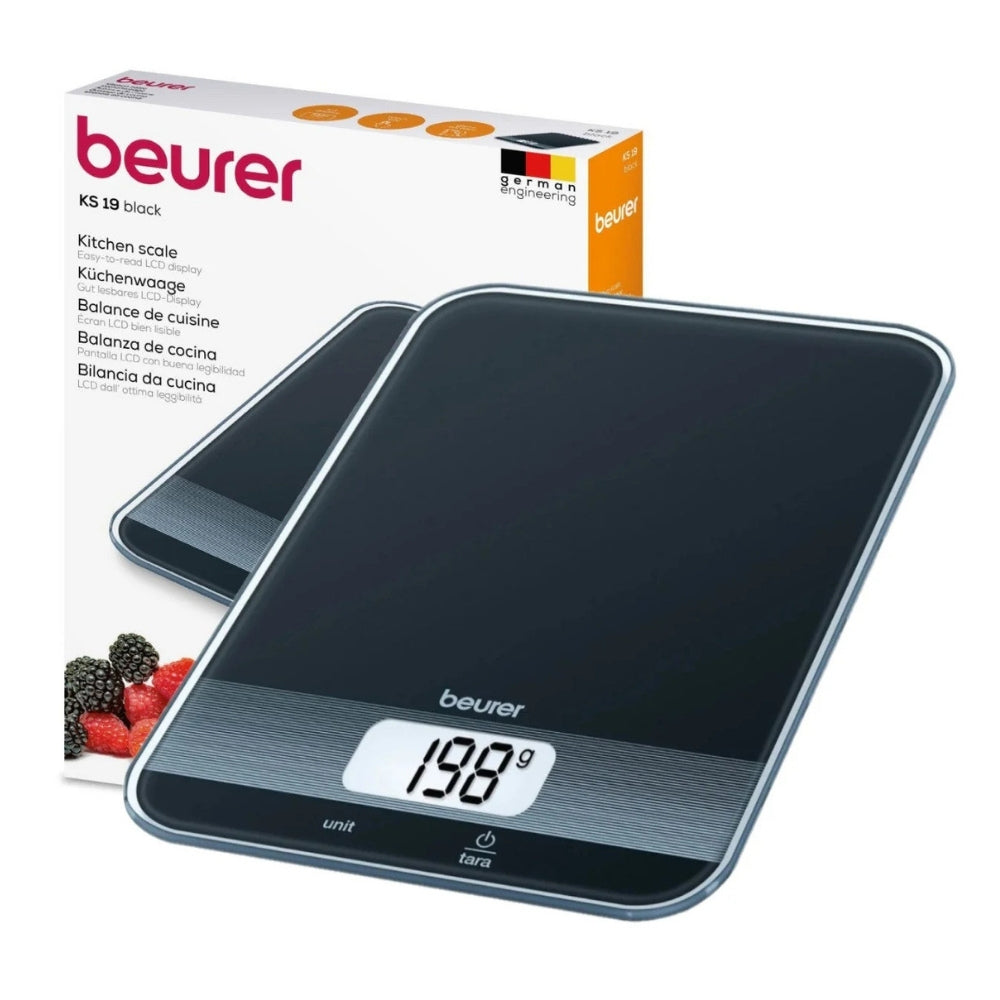 Beurer Digital Kitchen Scale in Black Glass
