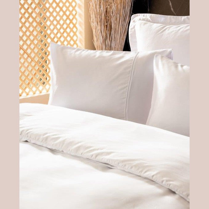 Silk Cotton DOUBLE Duvet Cover Set White 800TC