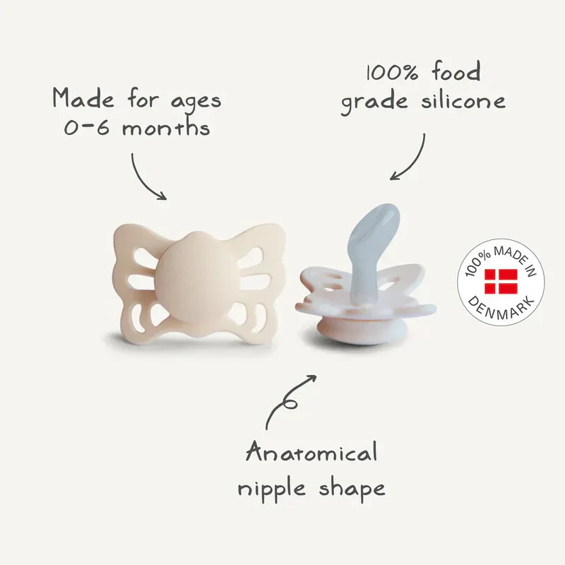 FRIGG Butterfly Silicone Pacifier 0-6M 1-Pack Cream