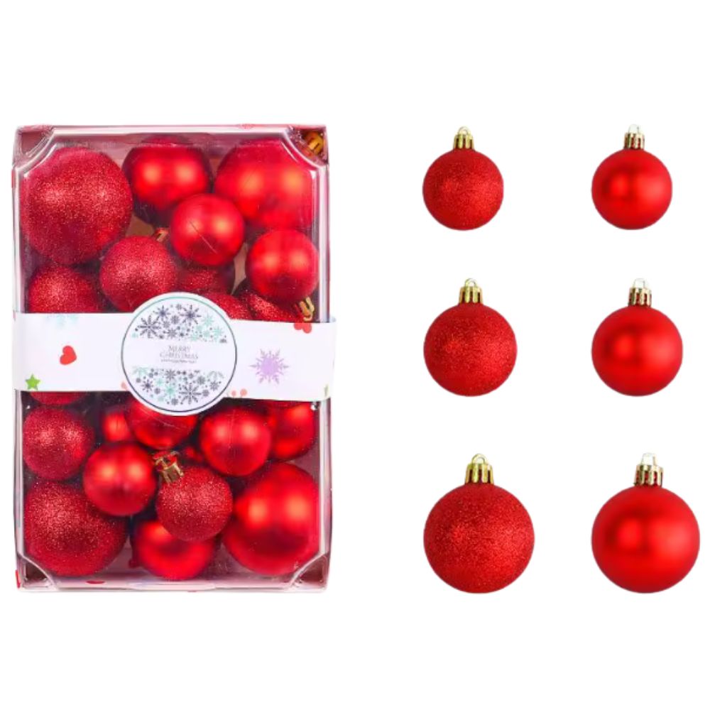 (Net) Red Christmas Tree Balls