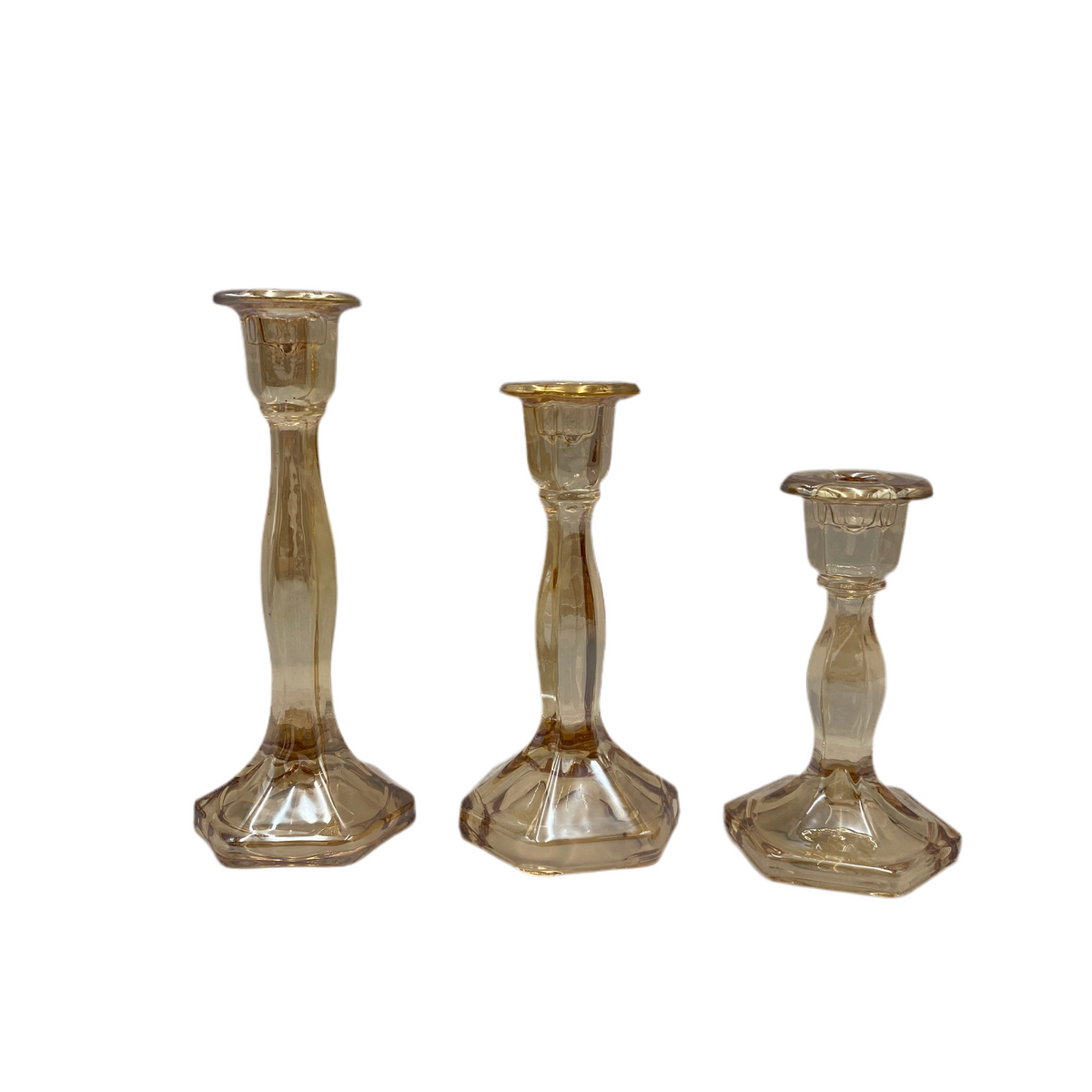 3 PCs Golden Crystal Candle Holder Set
