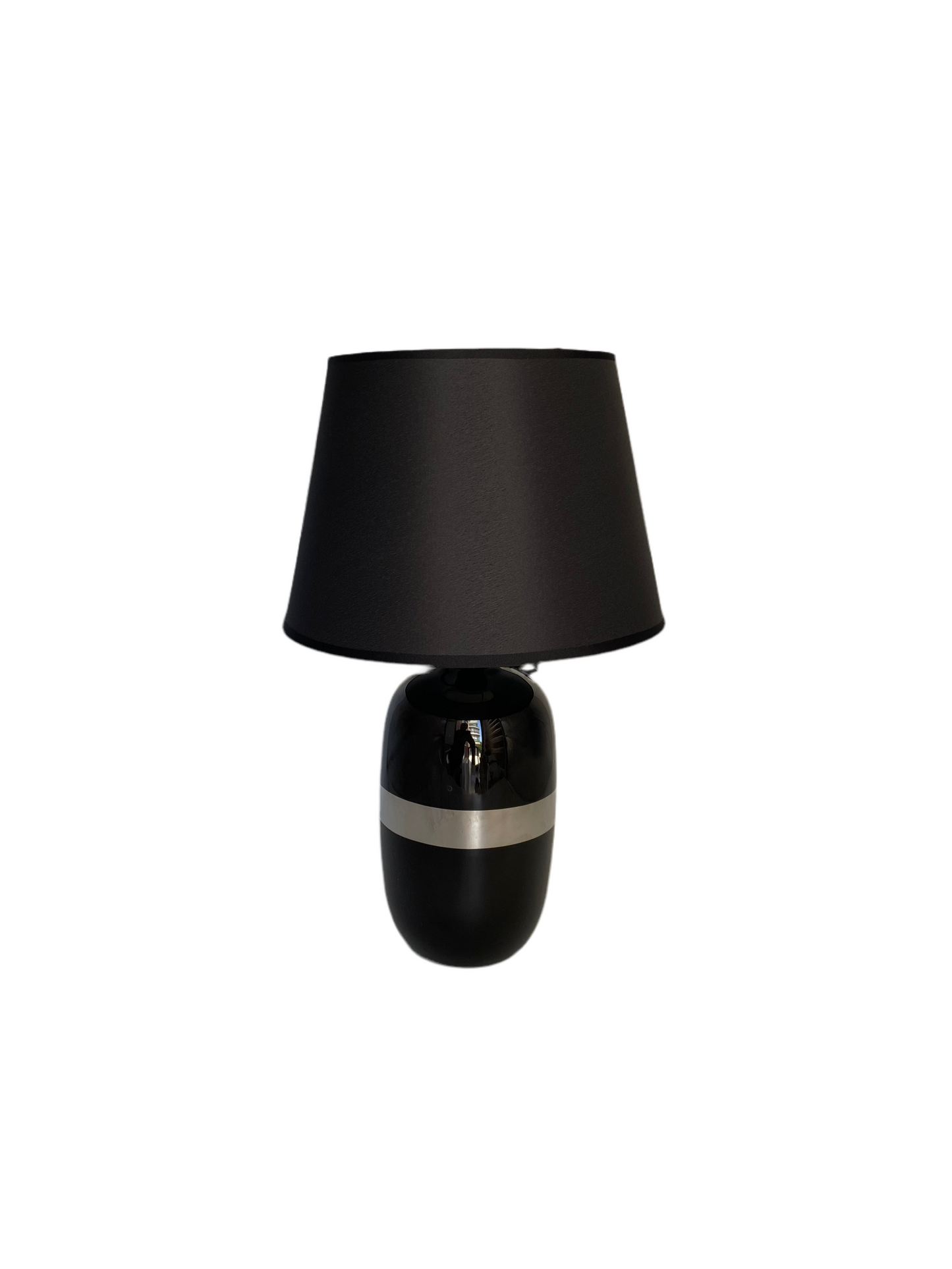 Ceramic Table Lamp with Silver Band - 44 cm