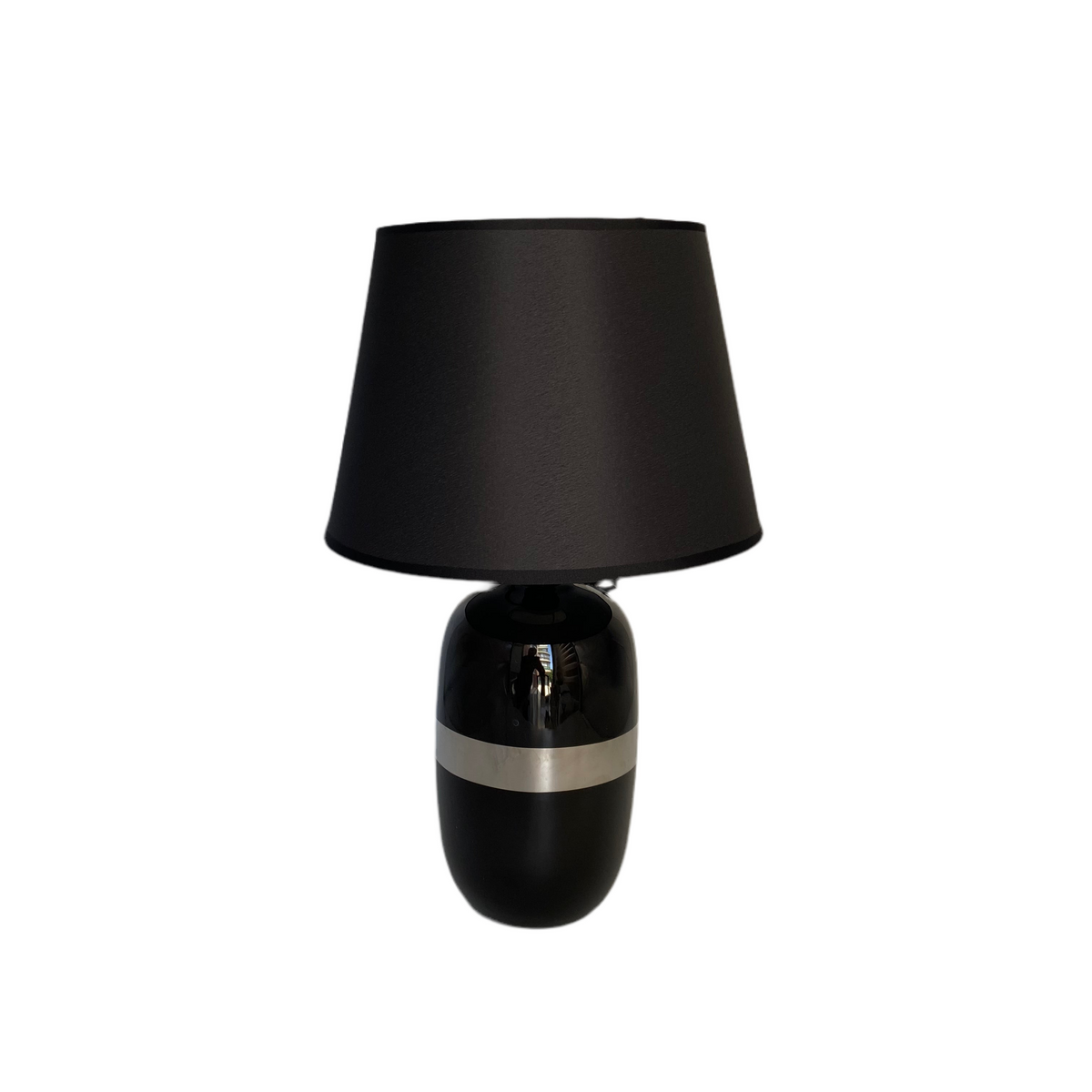 Ceramic Table Lamp with Silver Band - 44 cm