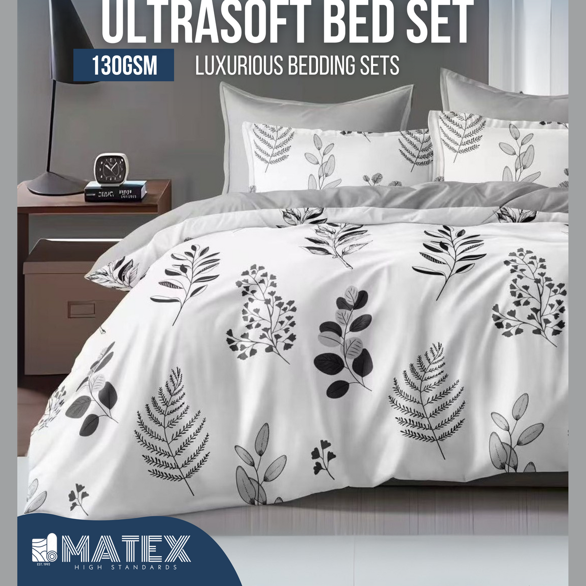 Single size LeafVintage Bed set 130 GSM (3 pcs)