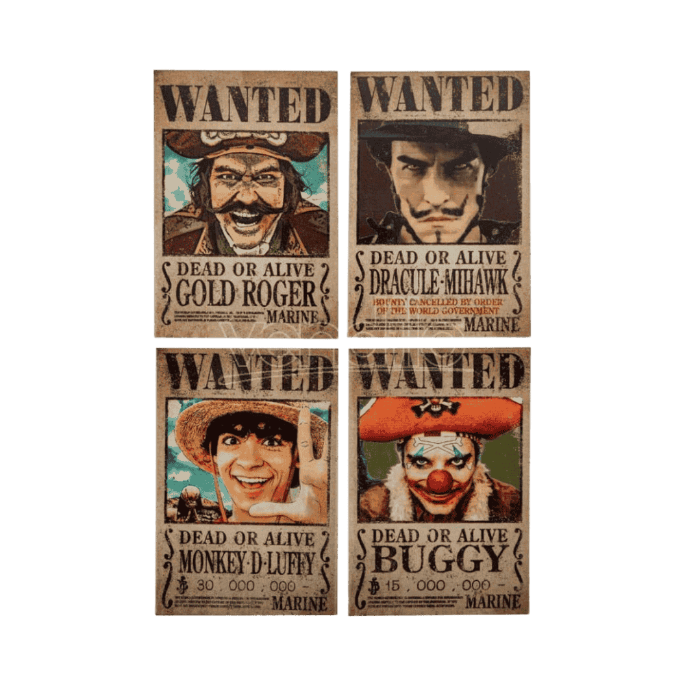One Piece Wanted Set of 4 Magnets By Cinereplica - Medaid International