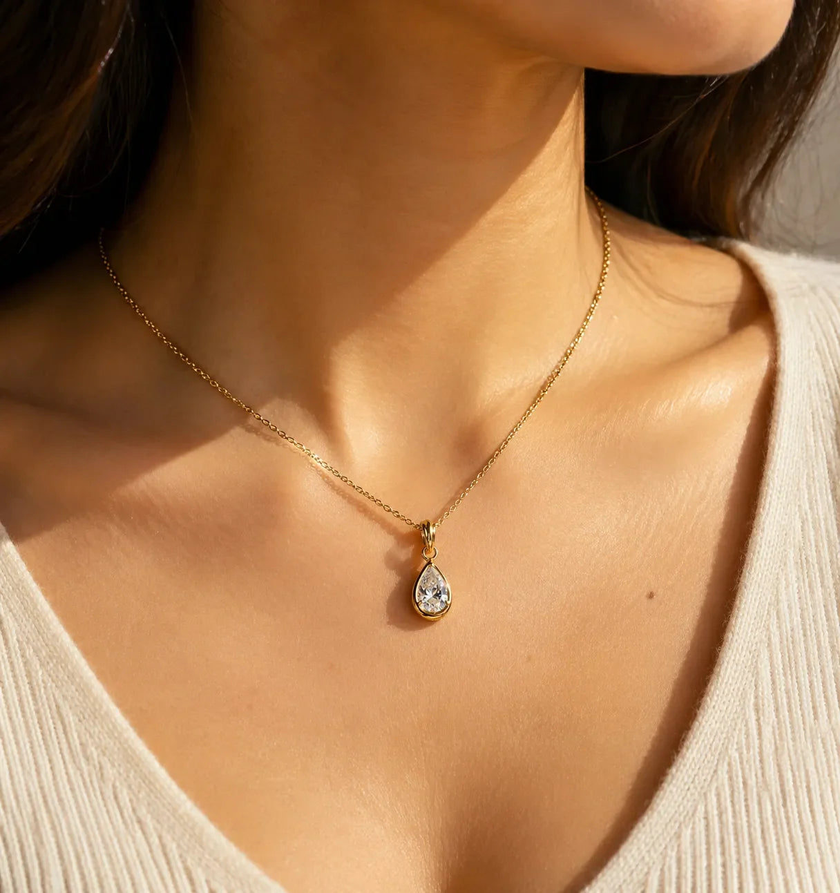 Giani Bernini Women's Gold Cubic Zirconia Pear Bezel Pendant Necklace | Giani Bernini in Lebanon
