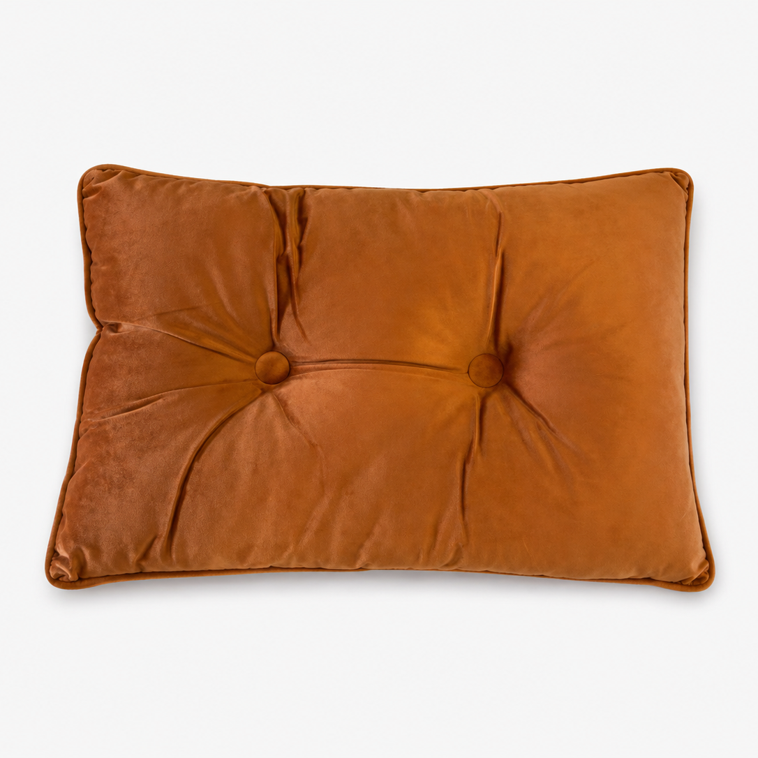 Tiseco Home Studio Cushion - Button-Tufted Velvet - Mustard