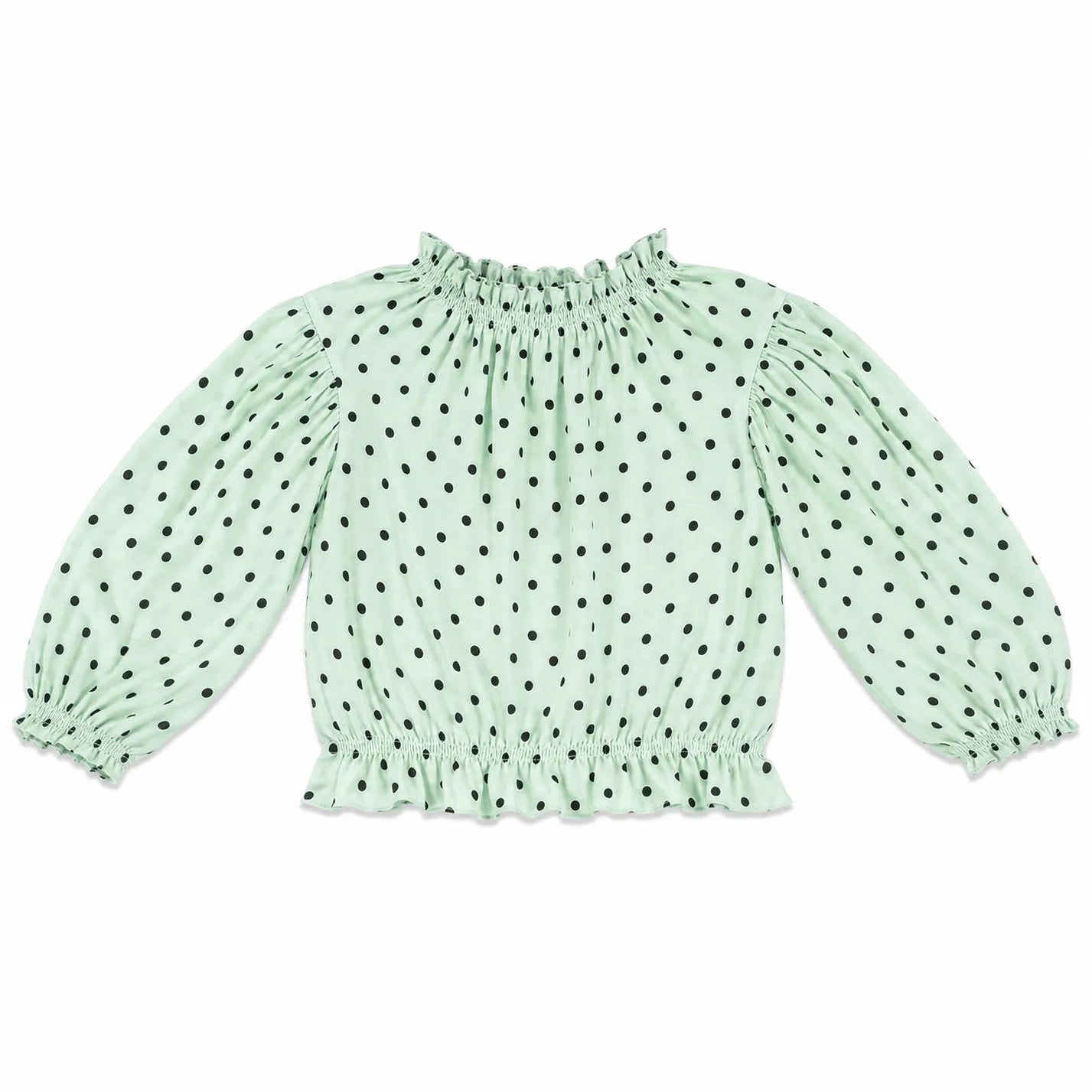 Zara Girl's Light Mint Green With Dots Black Blouse | Zara in Lebanon