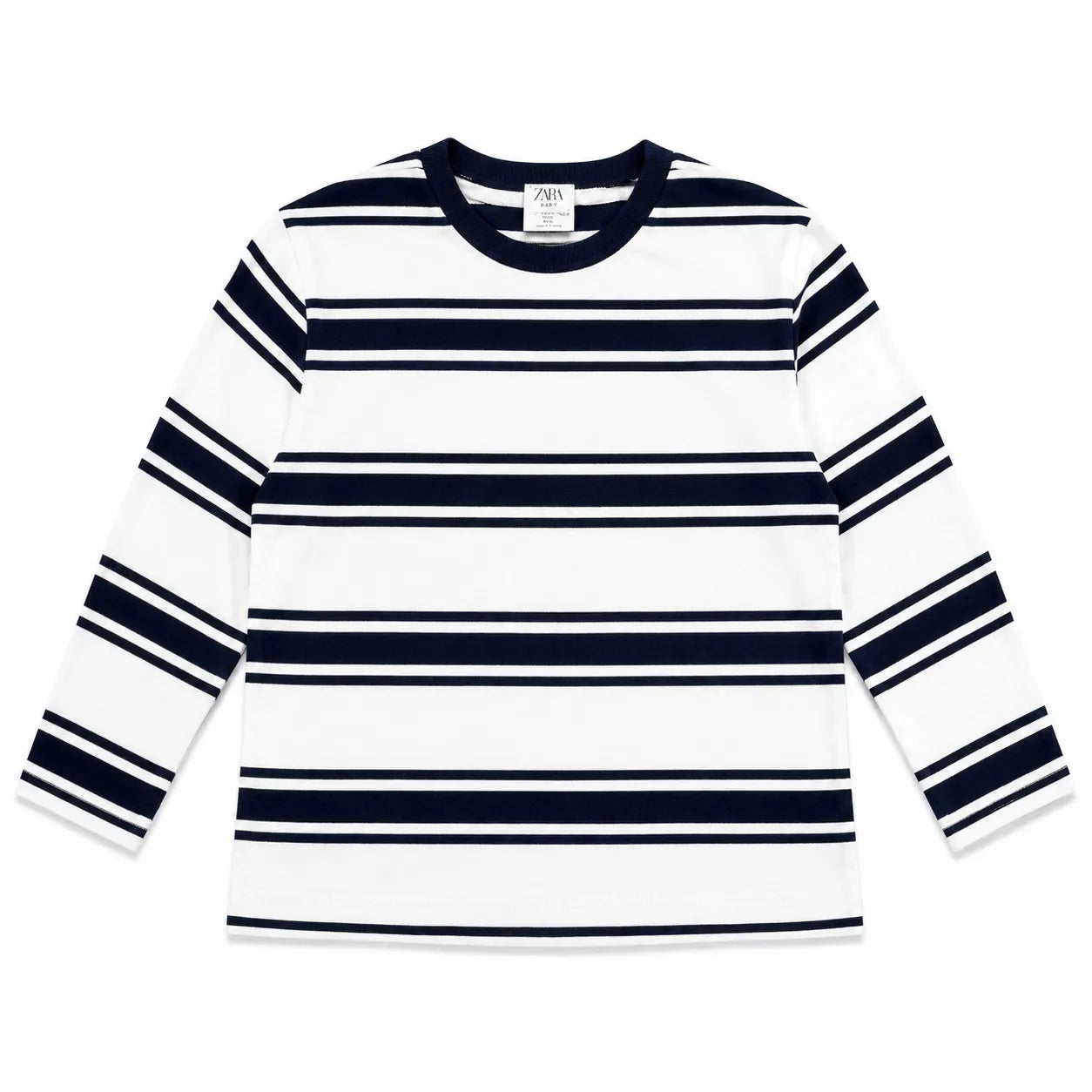 Zara Boy's White/Black Striped Cotton With Crew Neck Blouse | Zara in Lebanon