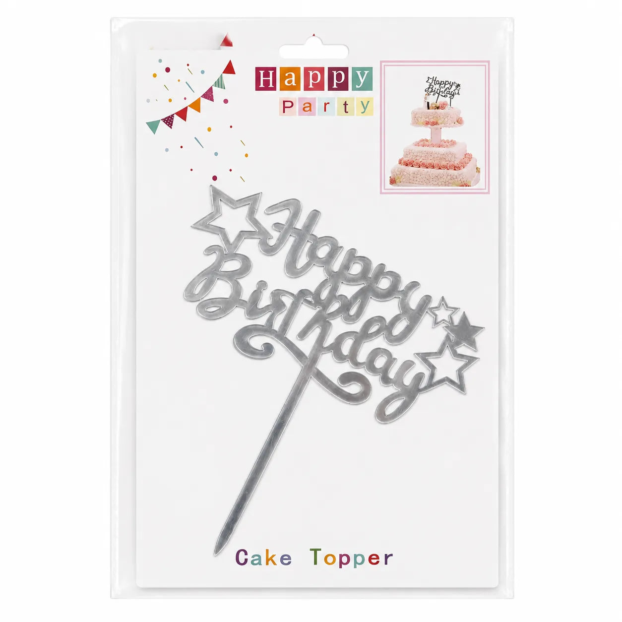 SD Silver "Happy Birthday "Decorative Cake Topper | SD in Lebanon
