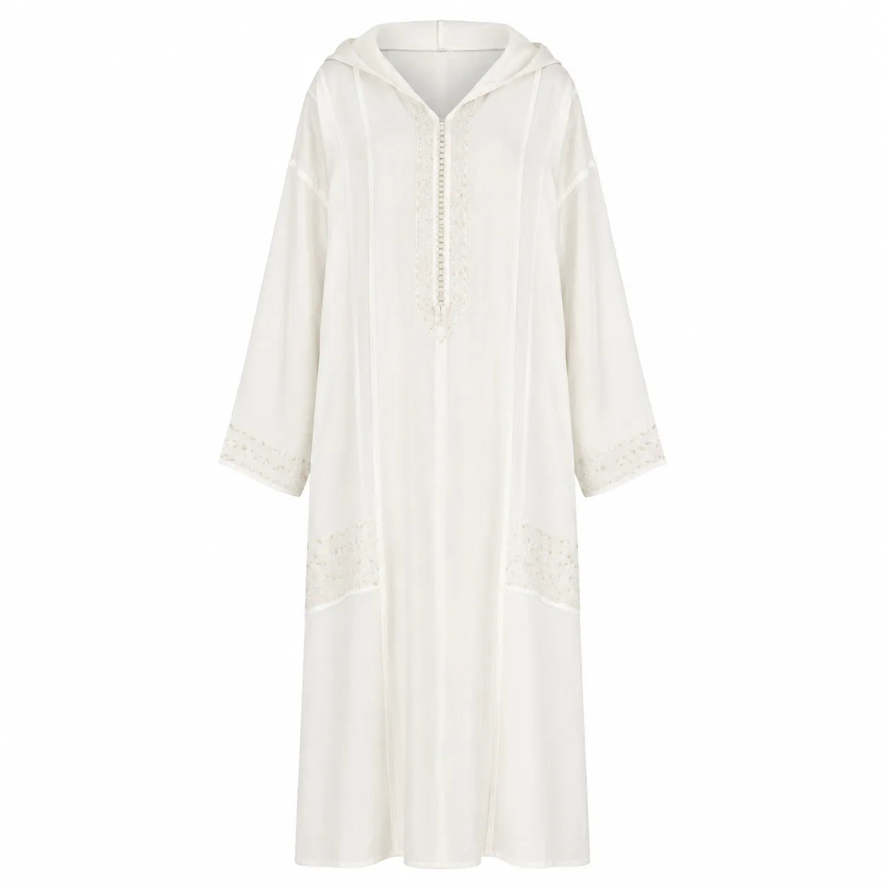 Jasmine Women's White Open Abaya With Sequin Details | Jasmine In Lebanon