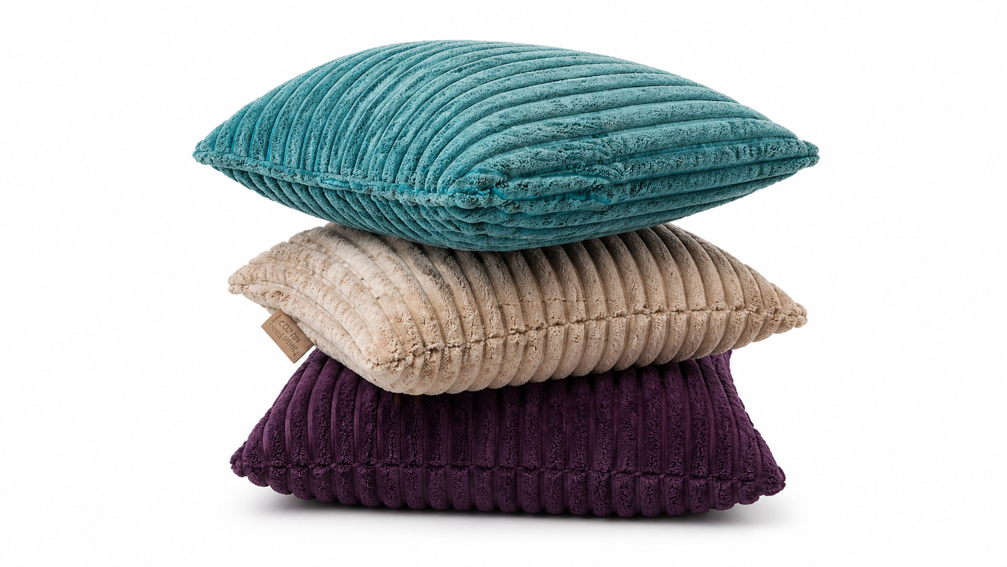 Tiseco Home Studio Cushion - Ribbed Plush Texture - Beige
