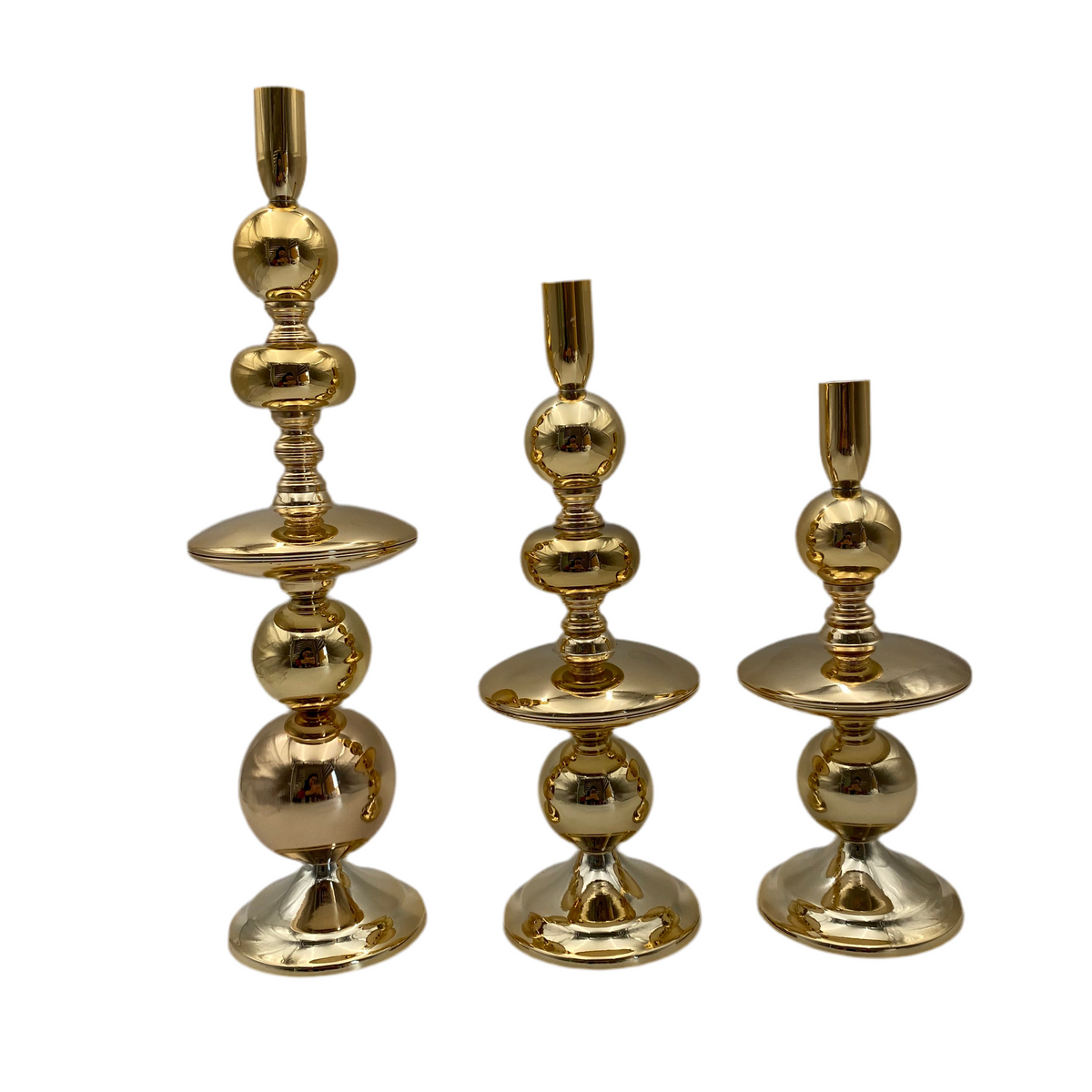Set 3 Pcs Golden Metal Candle Holder