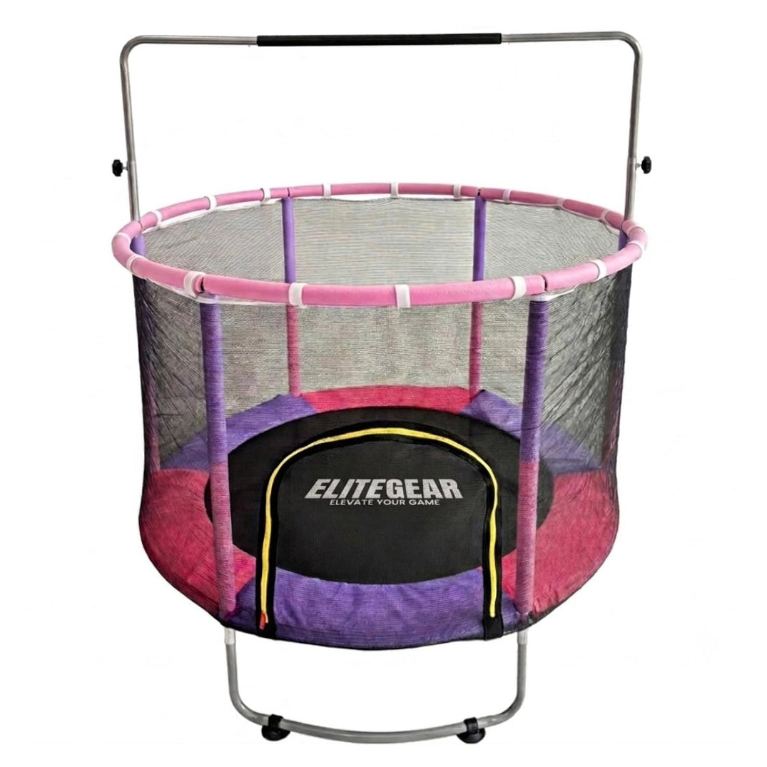 EliteGear™ Pink Mini Trampoline + Hammock + Basketball + Balls + Adjustable Bar + Gloves + Rings