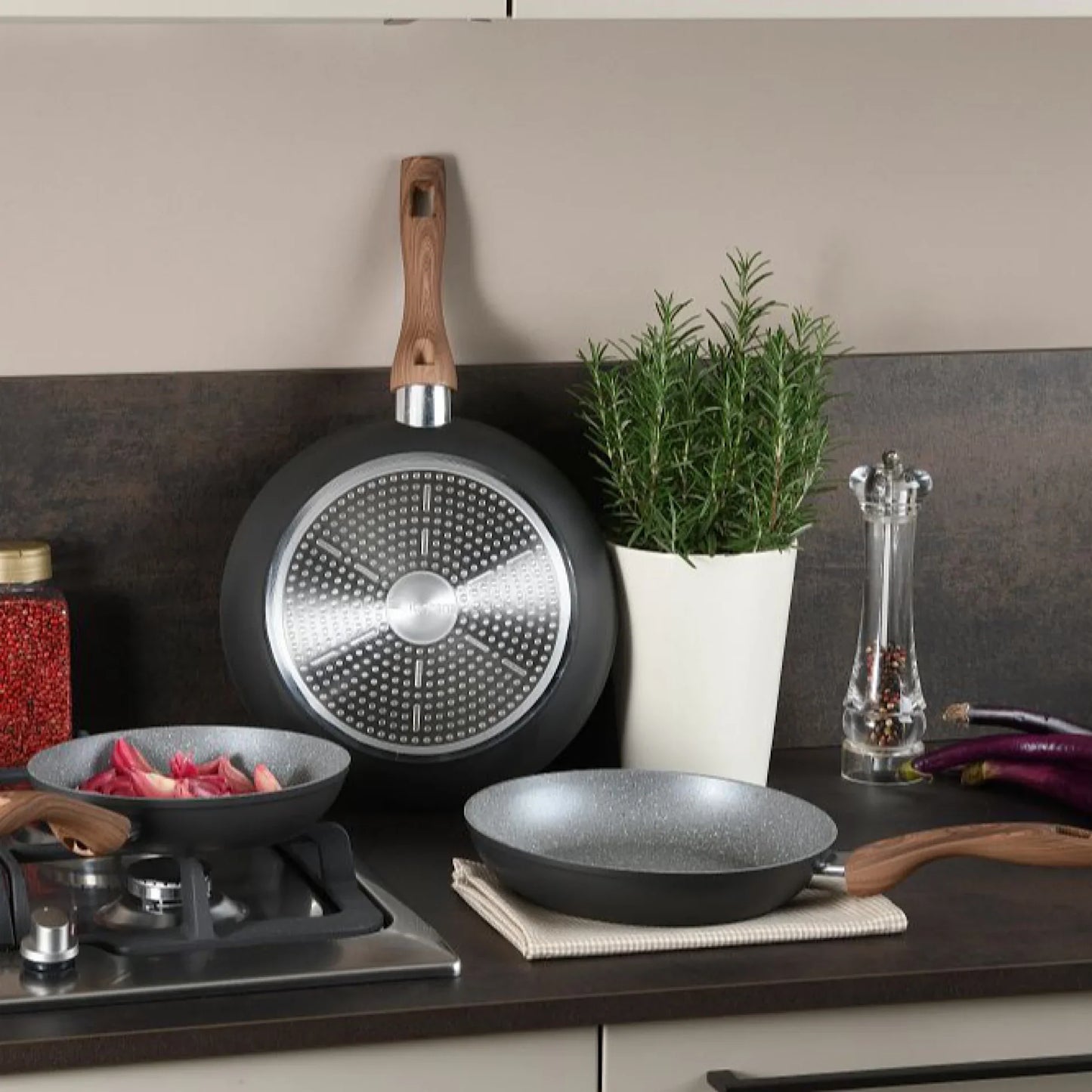 Tognana Great Stone Frying Pans 24+28cm Forged Aluminium
