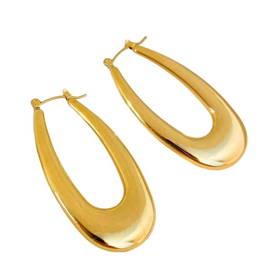 Golden oval earrings accessory #4026 - Medaid International