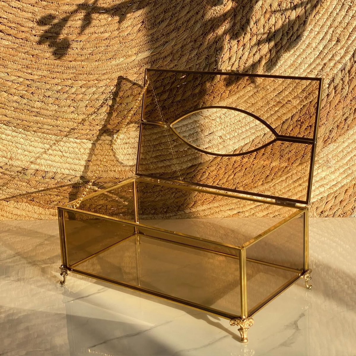Golden Plexi Glass Tissue Box