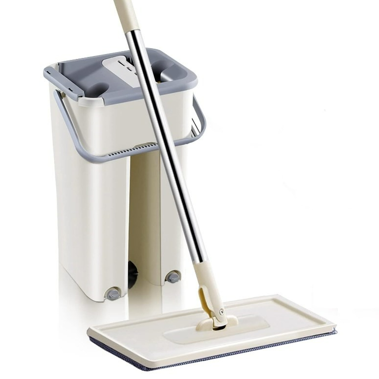 Household Cleaning Tool Wet Dry Hand-Free Mop Bucket Set With Plastic Basket Cloth Material - Medaid International