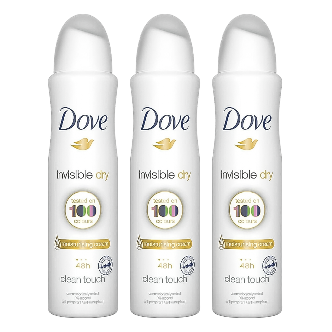 Dove Invisible Dry Clean Touch 48H Anti-Perspirant Spray Deodorant For Her - Pack Of 3 - Medaid International