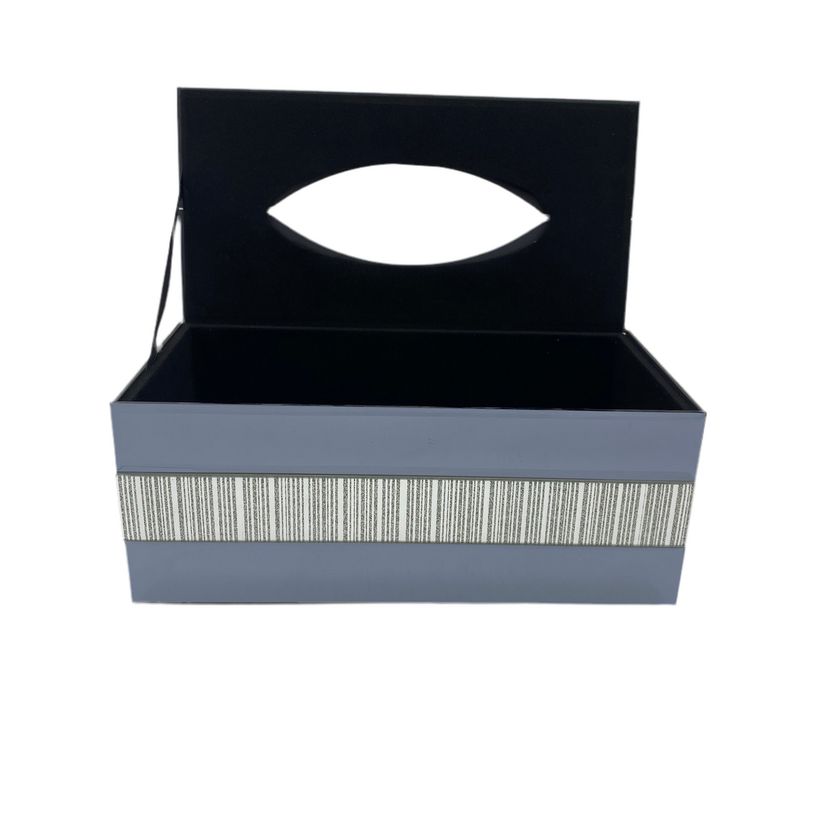 Mirror Glass Tissue Box With Pattern/Gold & Silver