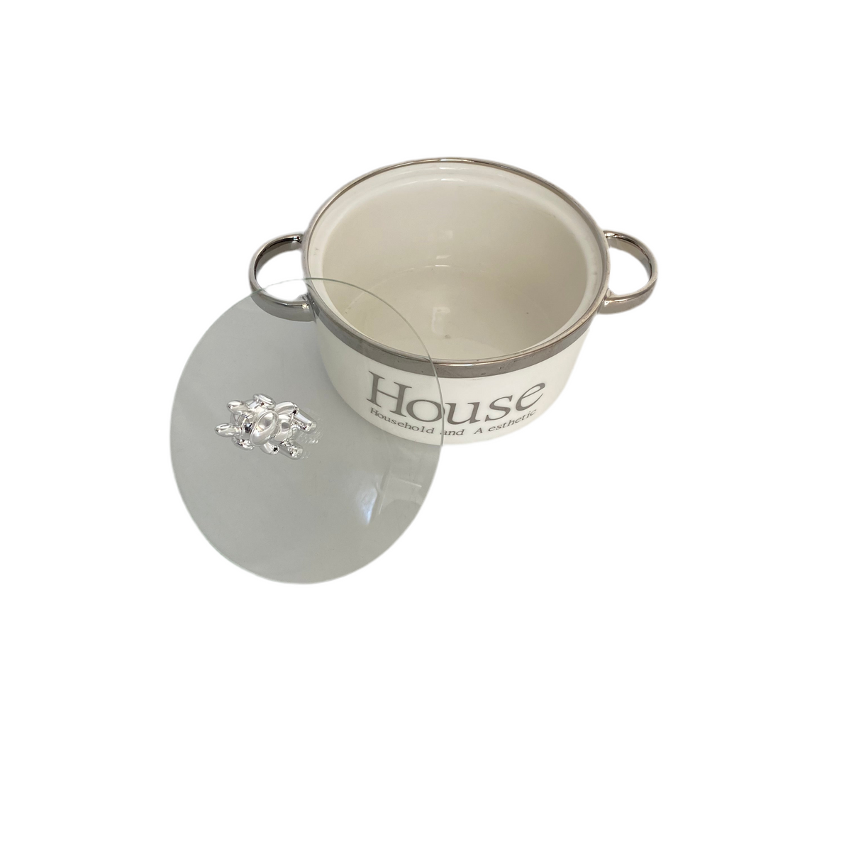 White porcelain CasseroleSize With Glass Lid