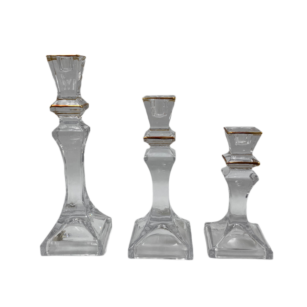 3 PCs Squared Crystal Candle Holder Set