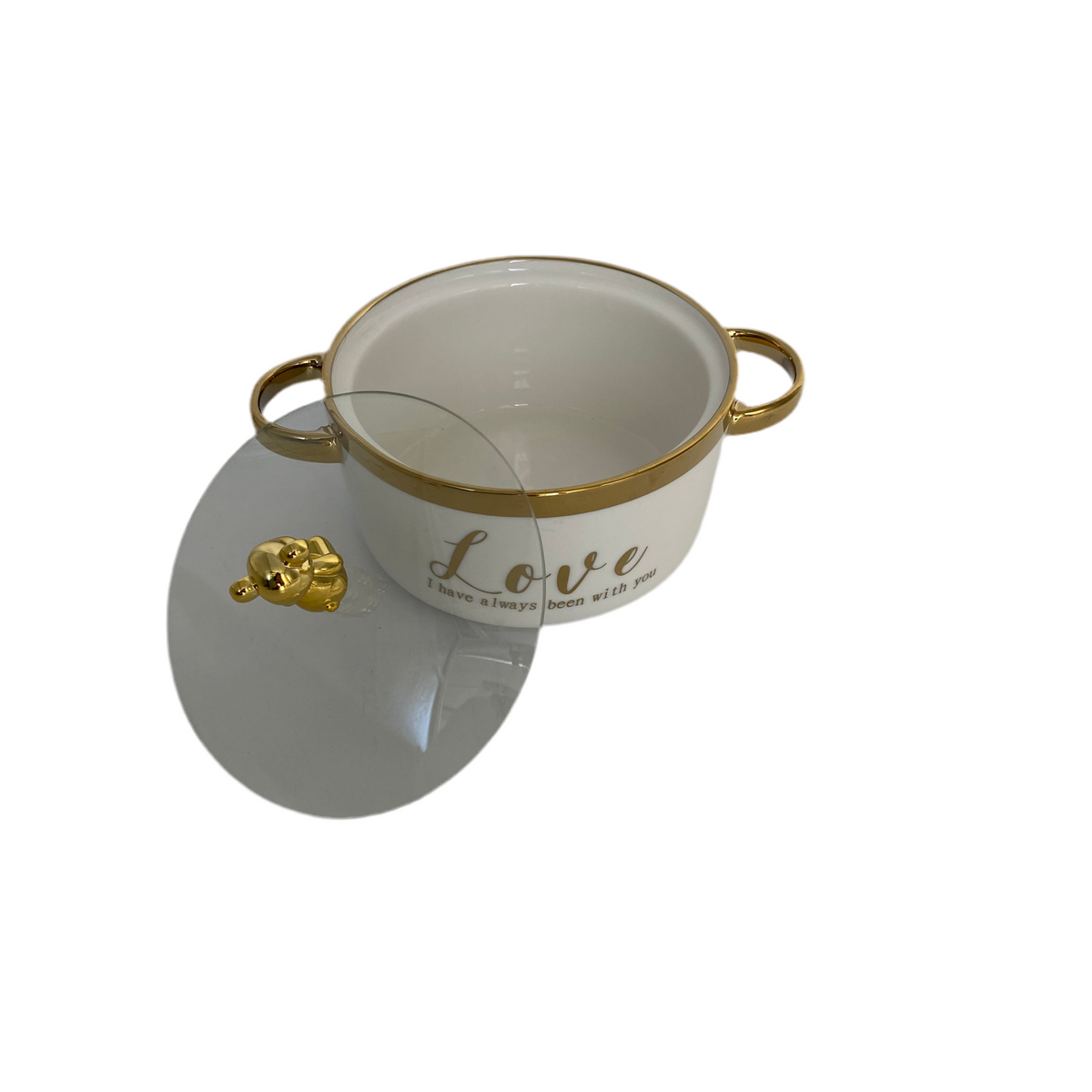 White Porcelain CasseroleSize With Glass Lid
