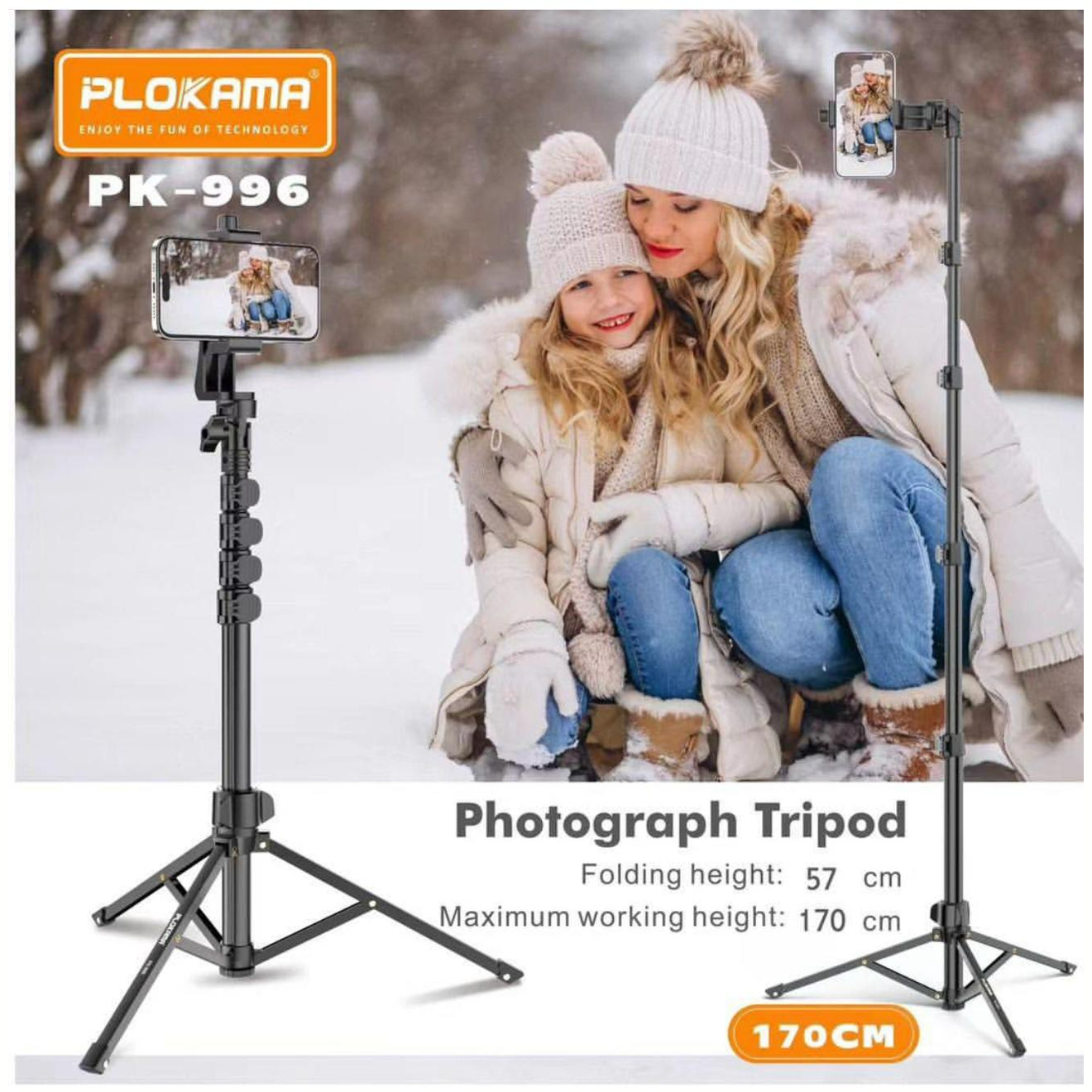 PLOKAMA PK996 Multifunctional Bluetooth Tripod with Remote 5.5F PK996