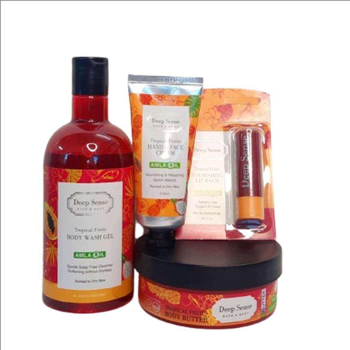 Tropical Fruits Hand & Face Moisturizing Cream + Tropical Fruits Body Wash + Tropical Fruits Body Butter + Tropical Fruits Lip balm - Medaid