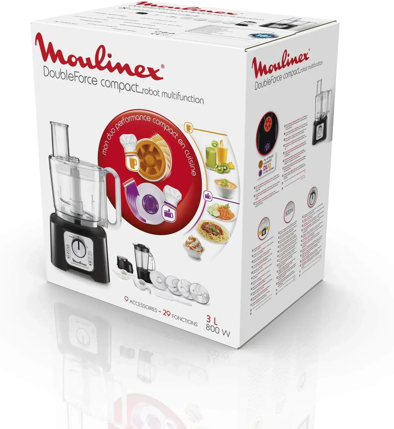 Moulinex Compact DoubleForce Multifunctional Food Processor - 3 Liters, 800W