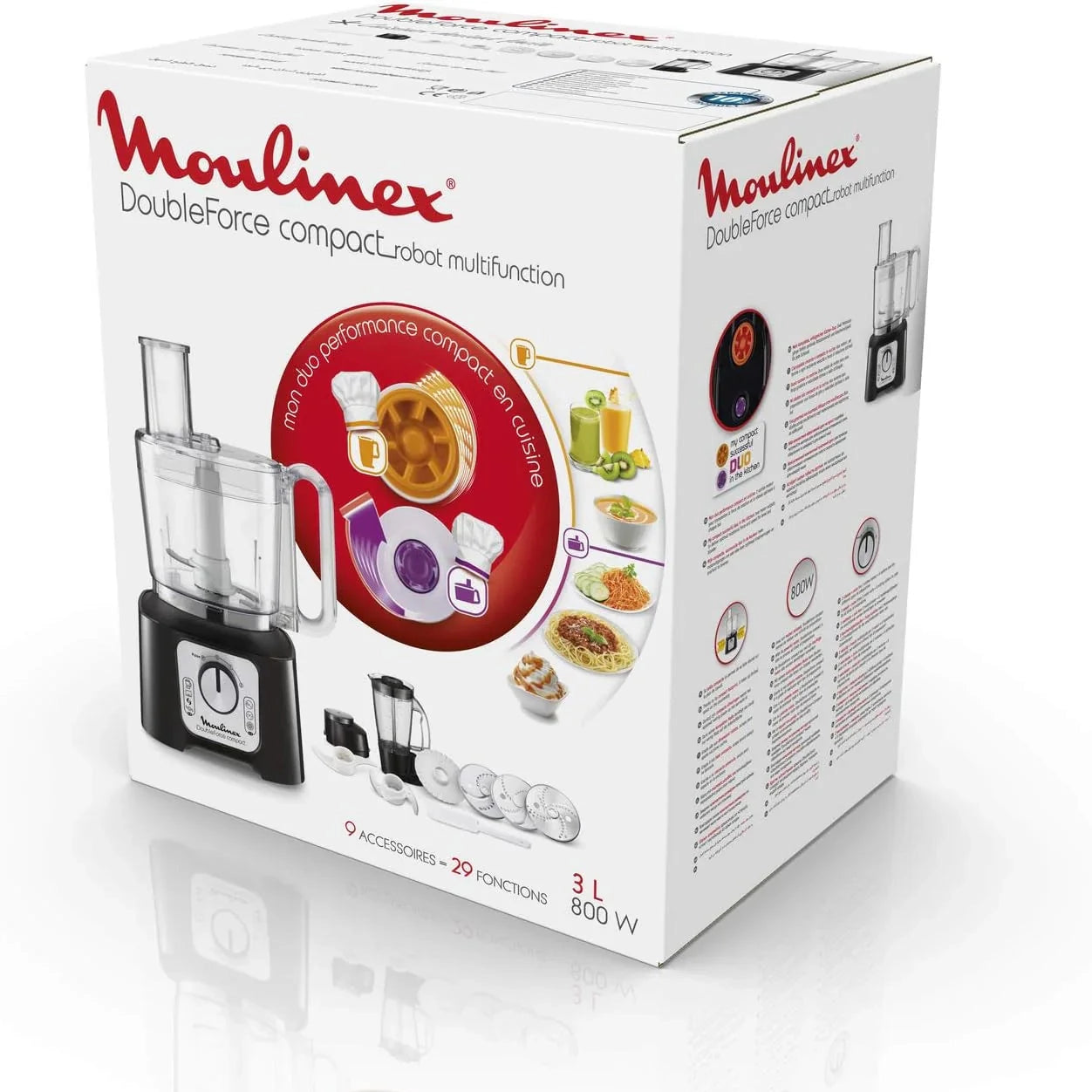 Moulinex Compact DoubleForce Multifunctional Food Processor - 3 Liters, 800W
