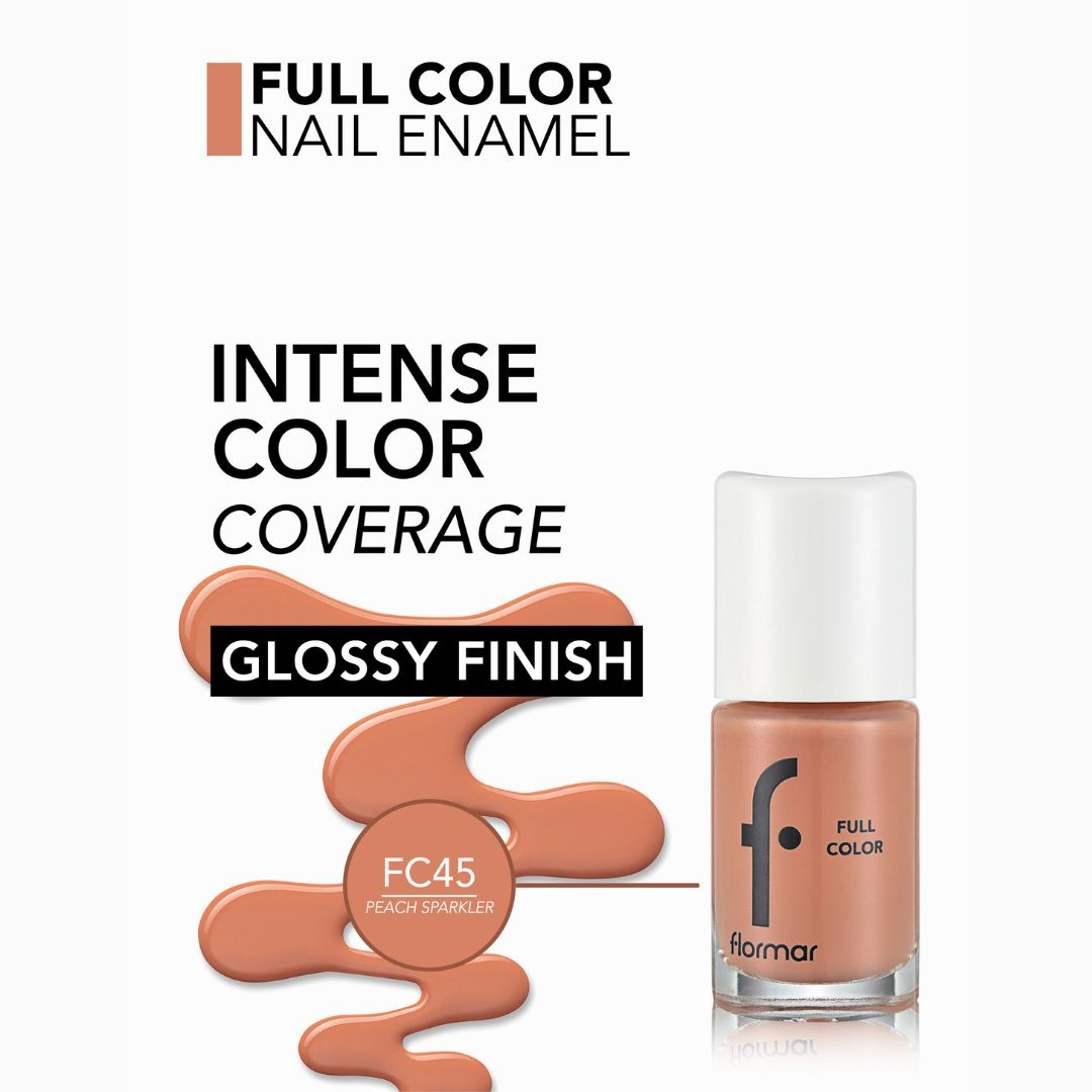 Flormar Full Color Nail Enamel FC45 Peach Sparkler Nail Polish