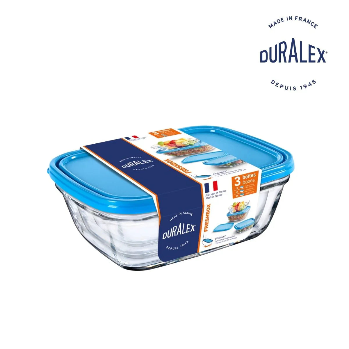 Duralex - Clear Rectangular Freshbox (Set of 3)