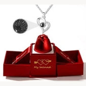 Necklace With Rose Box With Free Bag, I Love You In 100 Languages