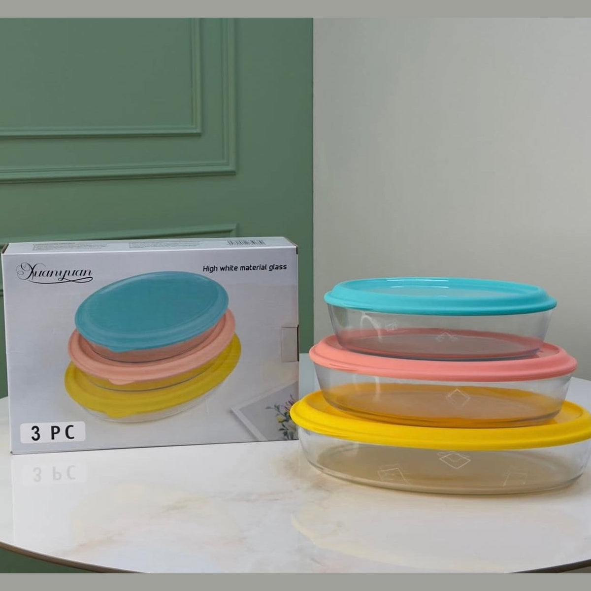 3 Pcs Glass Container Set