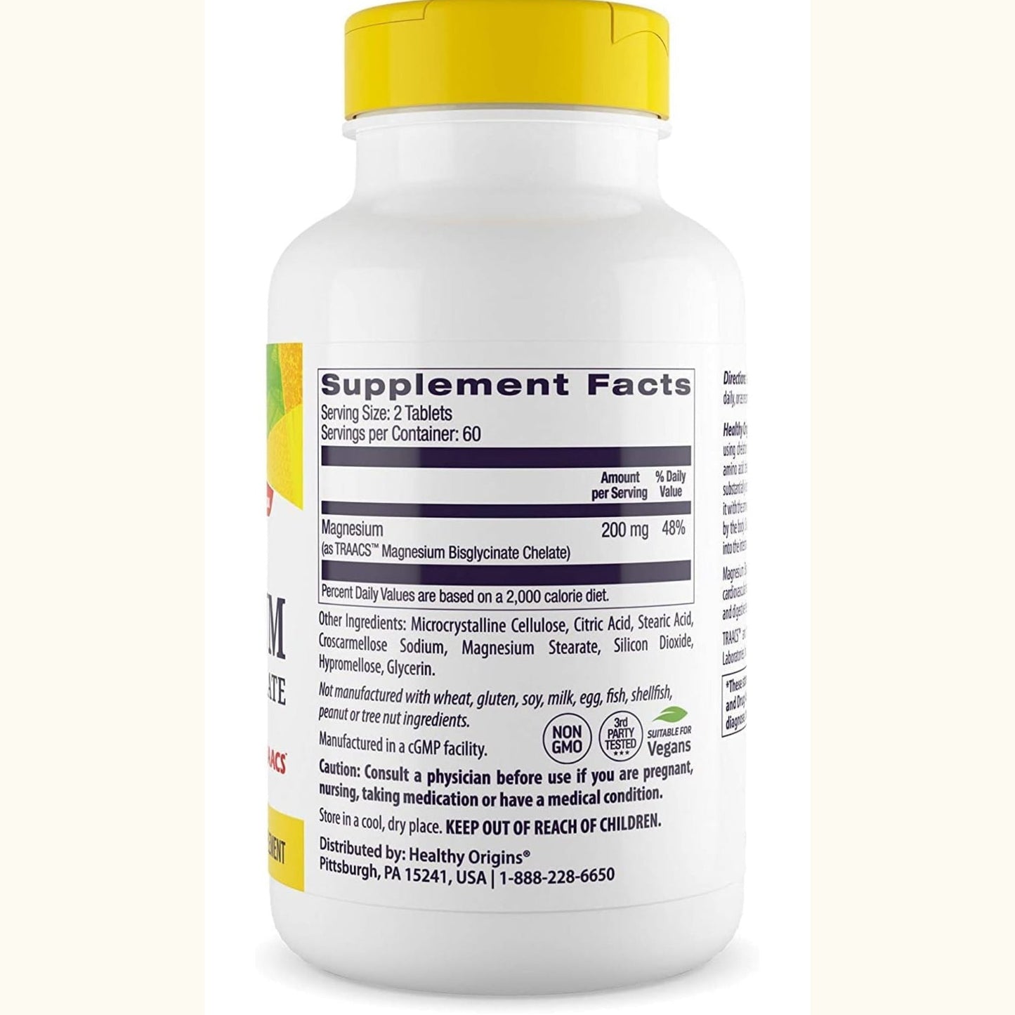 Healthy Origins Magnesium Bisglycinate Chelate (TRAACS) - Chelated Magnesium Glycinate 200mg for Brain & Heart Health - Albion Magnesium Supplement - Unbuffered Supplements - 120 Tablets - Medaid International
