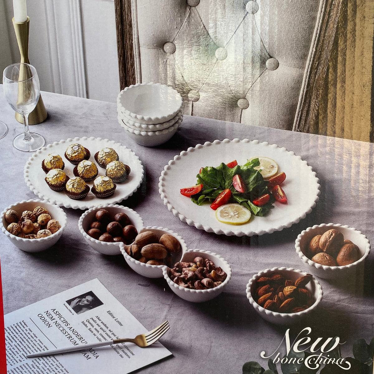 9 Pcs White Porcelain Dinner Set