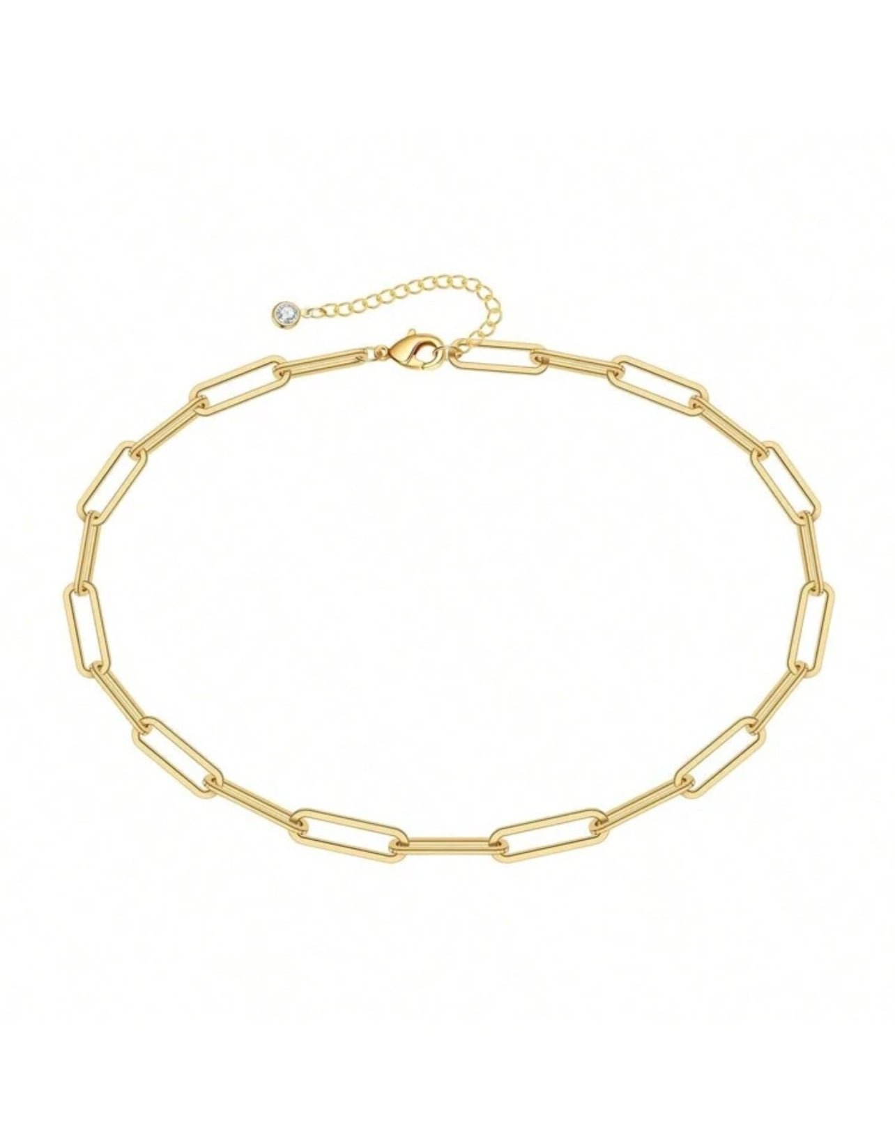 On 34th Women's Gold Plated Paperclip Chain Collar Necklace 16"+ 3" | On 34th In Lebanon