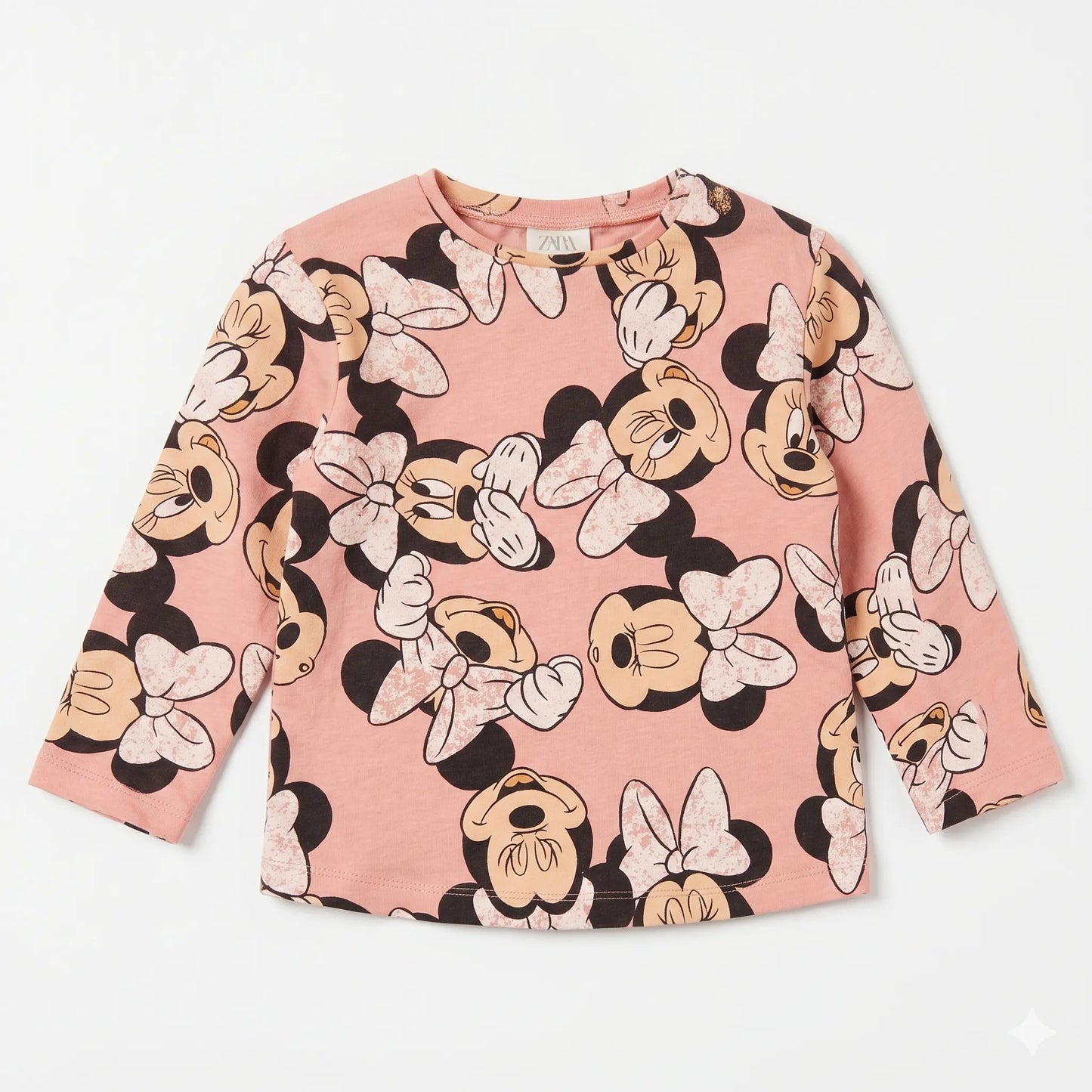 Zara Girl's Pink All Over Printed Minnie Mouse Long Sleeve Blouse | Zara in Lebanon