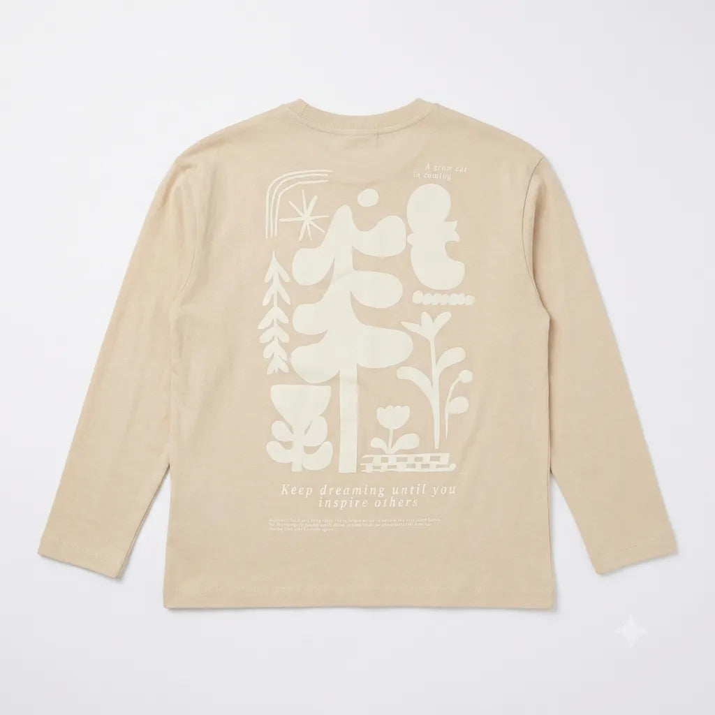 Zara Boy's Light Beige " Keep Dreaming ...." Printed Long Sleeve Blouse | Zara in Lebanon