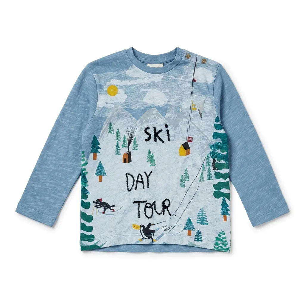 Zara Boy's Blue "Ski Day Tour "Printed Long Sleeve Blouse | Zara in Lebanon