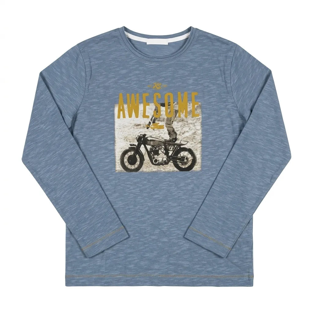 Fmoda Boy's Blue "Awesome "Graphic Printed Long Sleeve Blouse | Fmoda in Lebanon