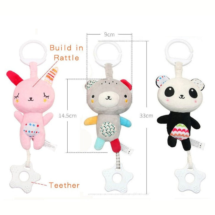 Tumama Kids - Plush Musical Teething - Hanging Rattle - Grey