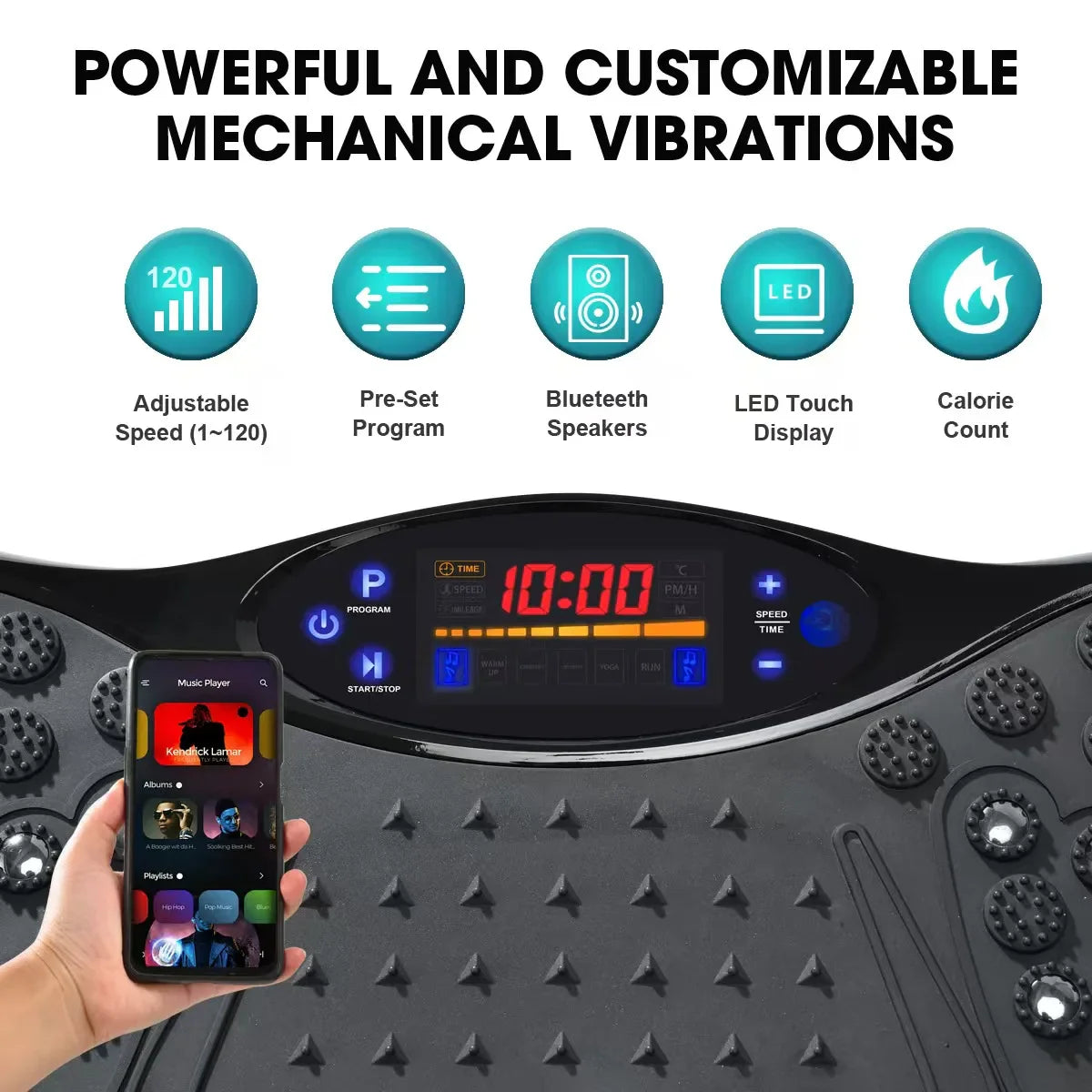 Vibration Fitness Trainer with Bluetooth Speaker Home Use Plate Exercise Machine Body Toning Electromagnetic Exercise Equipment