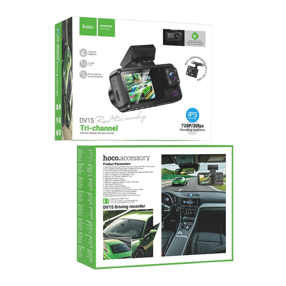 Hoco DV15 Tri-Channel Dash Cam