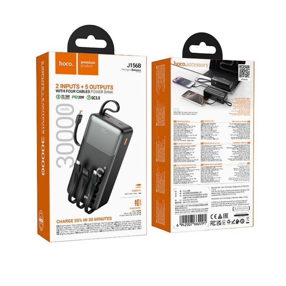 Hoco PD20W Power Bank 30000mAh with Cable J156B