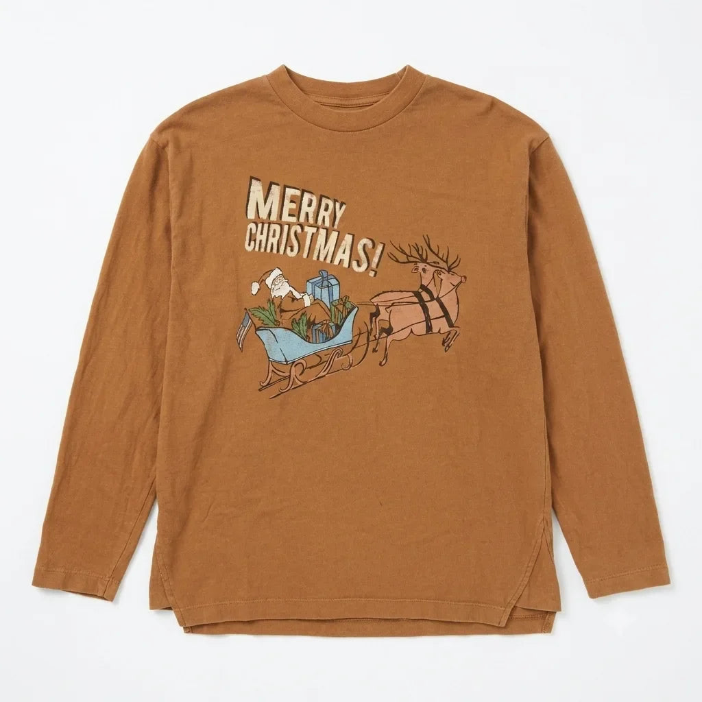 Zara Boy's Brown "Merry Christmas" Graphic Print Long Sleeve Blouse | Zara In Lebanon