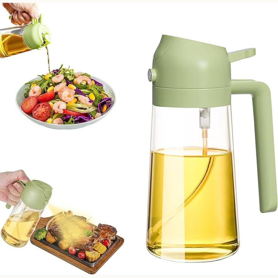 2 in 1 Clear Glass Oil Sprayer and Container Bottle